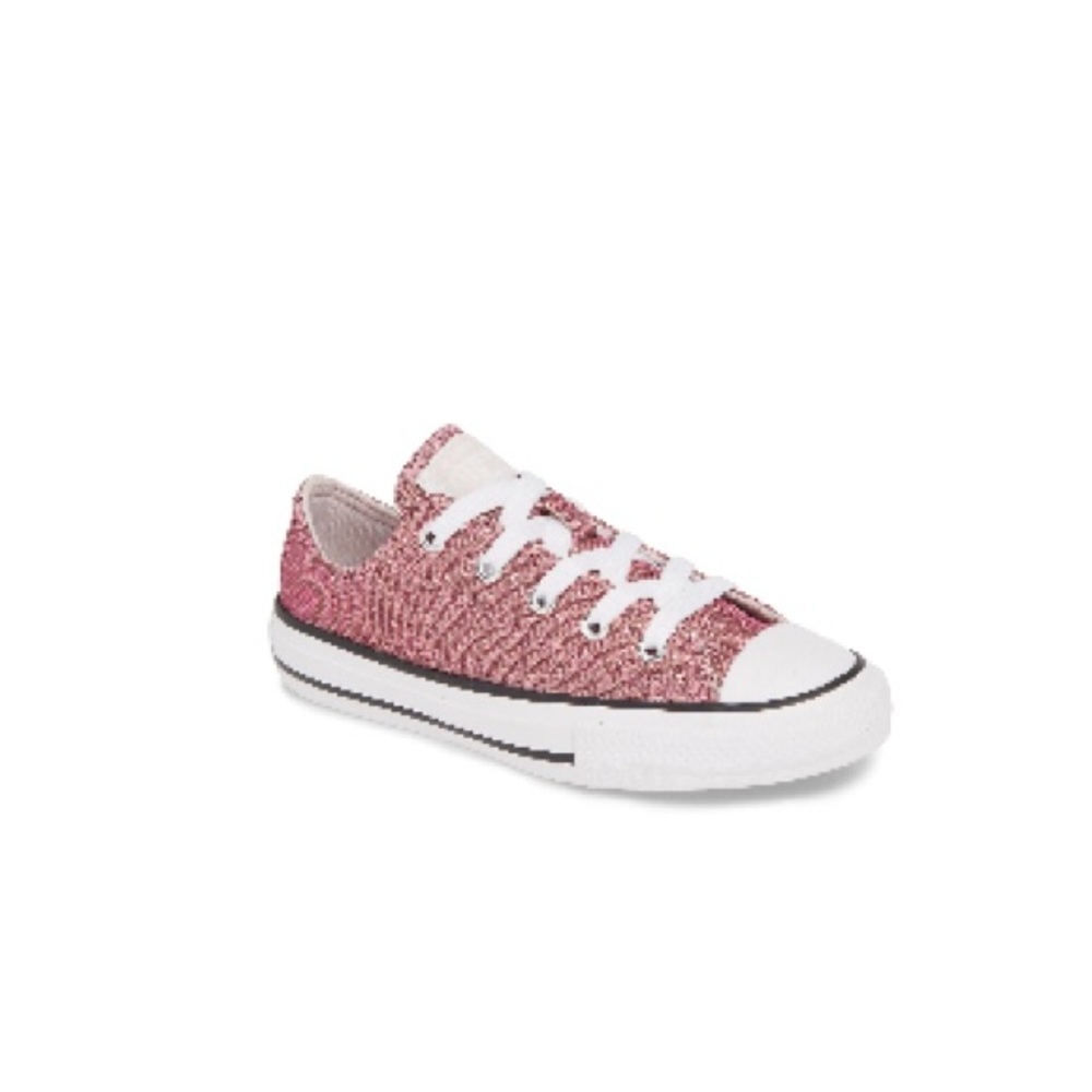 Converse girls Pink and White Glitter Sneakers Sz 3